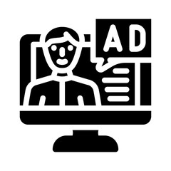 native advertising glyph icon vector illustration