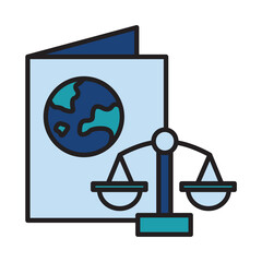 Filled Line IMMIGRATION LAW design vector icon