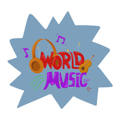 World music day poster with simple elements. world music day