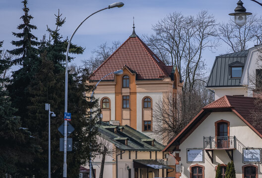 Rzeszow, Poland - March 12, 2022: Moniuszko Street in Rzeszow city