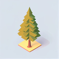 Isometric image of a pine tree. Generative AI 