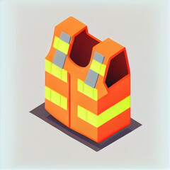 Isometric image  of an orange and yellow vest. Generative AI. 