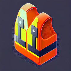 Isometric image  of an orange and yellow vest. Generative AI. 