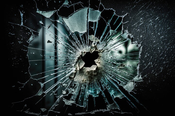 Bullet Impact: Shattered Glass Fragmentation
