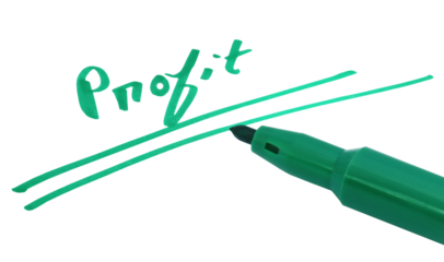 Profit written with a green sign pen
