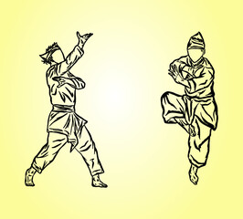 line art pencak silat fighter illustration logo icon