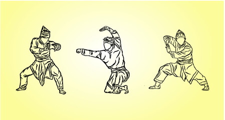 line art pencak silat fighter illustration logo icon