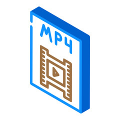 mp4 file format document isometric icon vector illustration