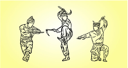 line art pencak silat fighter illustration logo icon