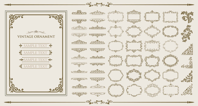 Set of vintage frames. Floral ornament. decorative vector frames and borders. Isolated icons vector set