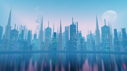 Fototapeta na wymiar 3D illustration of a big city.