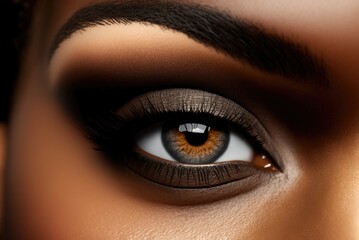 Close up of beautiful woman with black eyeshadow. Ai generative.