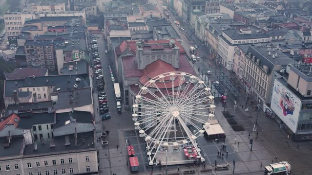 Winter Shots Of The City From The Drone. Time Lapse From Katowice In Poland