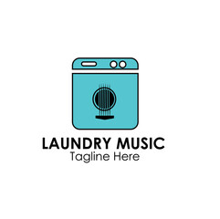 laundry music logo design concept