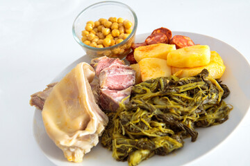 Dish with the ingredients of a typical Galician stew