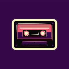 Original vector illustration in vintage style. Retro audio cassettes in different colors. T-shirt design. A design element.