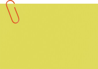 blank yellow memo paper with orange paperclip