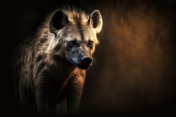 Wild life background, Wild dog hyena standing and looking