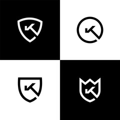 k shield shape monoline minimalist logo design
