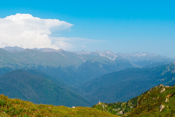 View of the southern slope of Rosa Peak in the Caucasus Mountains