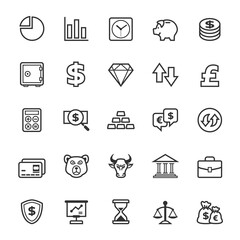 Set of Outline stroke Finance and Stock icon