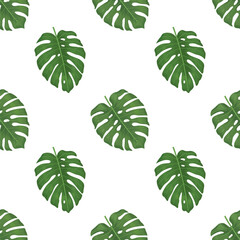 vector graphic seamless pattern with tropical leaves