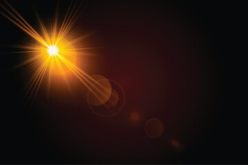 Golden transparent light lens flares streaks