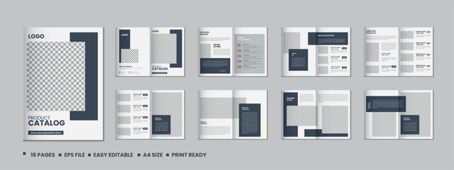 16 Pages product catalog, company profile, proposal, portfolio, magazine, annual report, a4 size template design