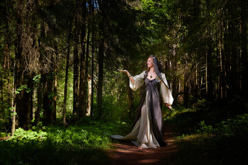Beautiful seductive dryad. Pagan spirit of the forest. Portrait of beautiful dryad. Fairy who loves...