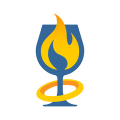 burning candle in a glass logo