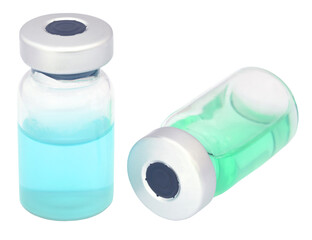 Vials over white background