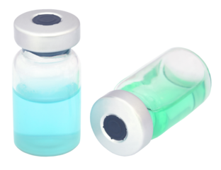 Vials over white background