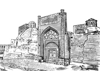 an ancient building in city Bukhara in Uzbekistan