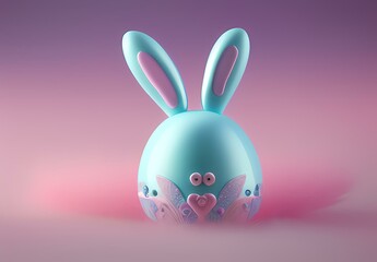 Cute easter bunny with eggs created with generative ai technology