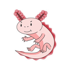 Cute Axolotl cartoon character illustration colorful and funny