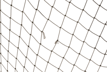 Football or tennis net. Rope mesh on a white background close-up