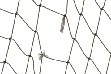 Football or tennis net. Rope mesh on a white background close-up