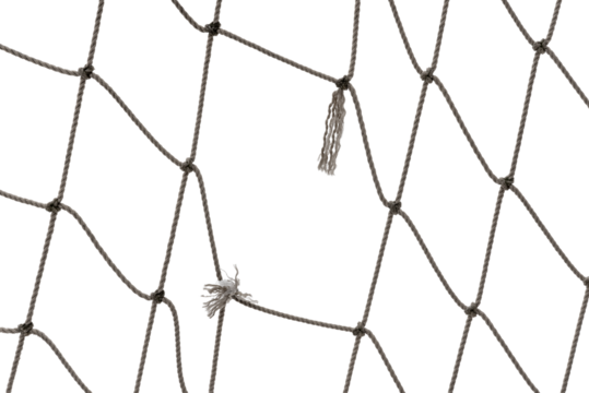 Football or tennis net. Rope mesh on a white background close-up