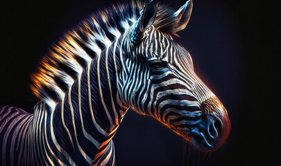 Portrait look close view Zebra animal