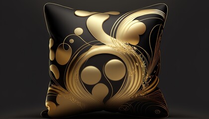 beautiful, modern, golden pillow can be an accessory for the living room or the bedroom