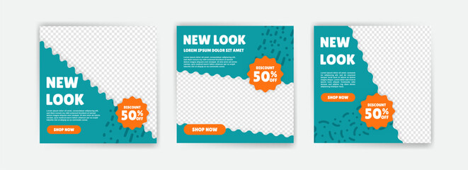 Social media post banner templates for promoting content. Suitable for advertising fashion, food, and other products