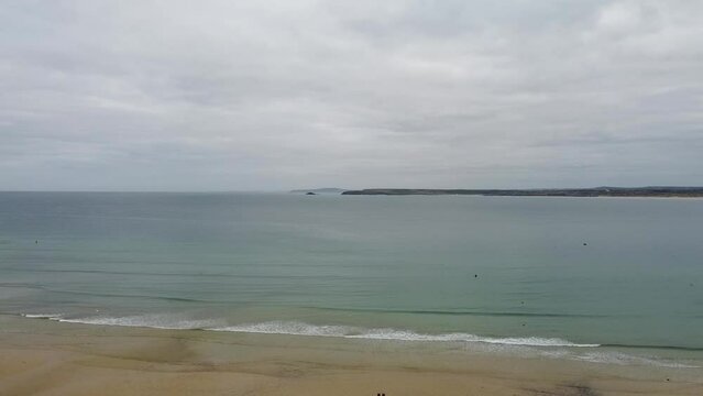 View from the beach on St. Ives in Cornwall England, February 2023.
