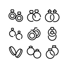valentine rings icon or logo isolated sign symbol vector illustration - high quality black style vector icons