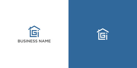 Abstract vector logo combines house and the letter G L I
