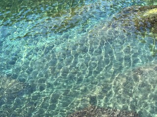 Sea water clear turquoise blue beautiful seascape.