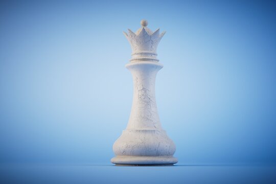 chess queen of white on a blue background. 3D render