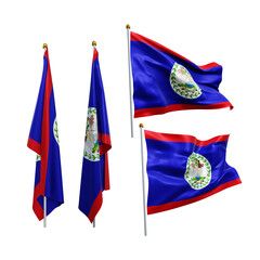 3d rendering central america belize flag fluttering and no fluttering