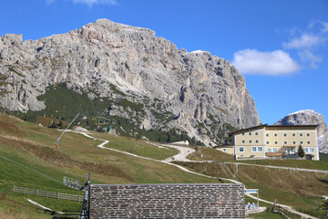 Dolomites landscape at Gardena Pass, Italy 