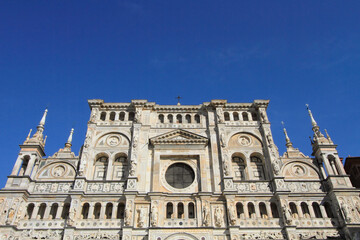 beautiful facade of Certosa di Pavia in Italy 