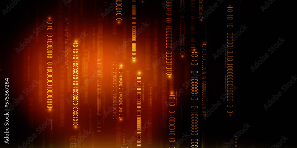 Poster 2d illustration abstract digital binary data on computer screen